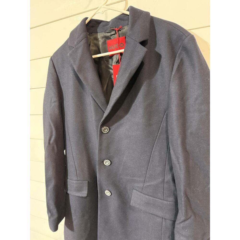 Hugo Men's Blue Migor Wool & Cashmere Slim Fit Top Coat 36R RTL: $595.00 - Picture 3 of 4